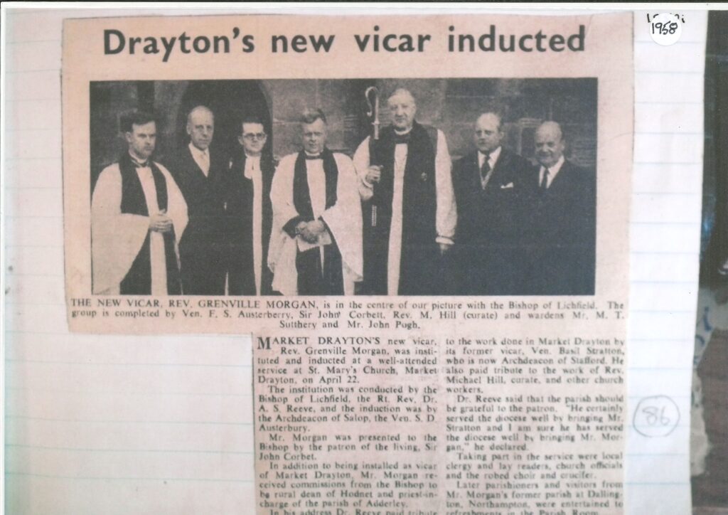 Newspaper cutting - Drayton's new vicar inducted