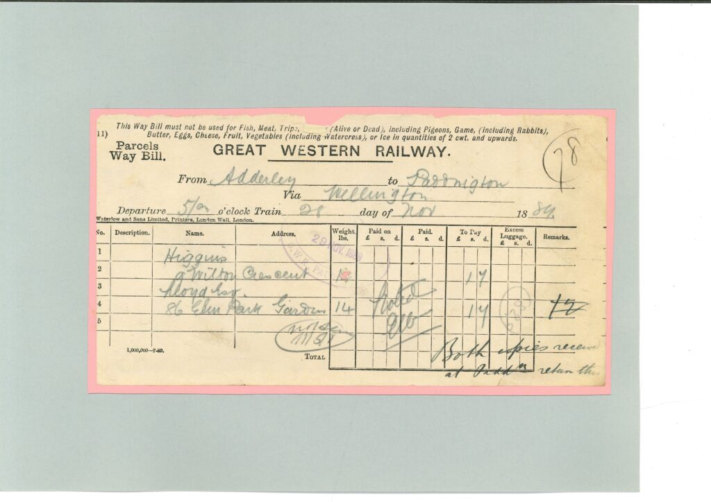 GWR Way Bill