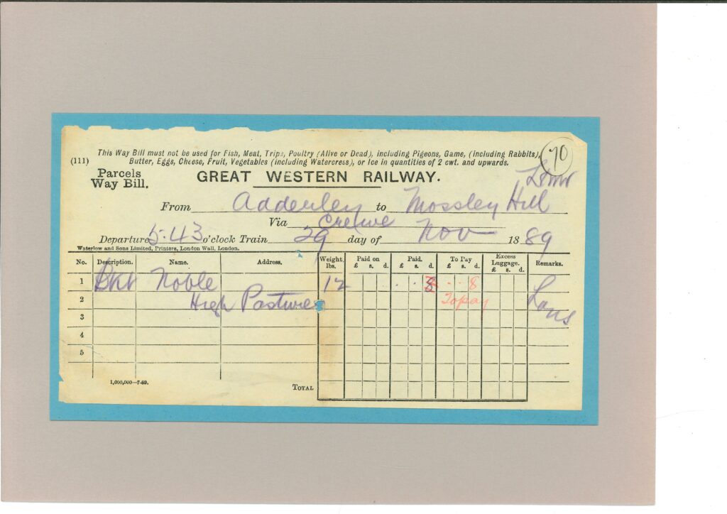 GWR Way Bill