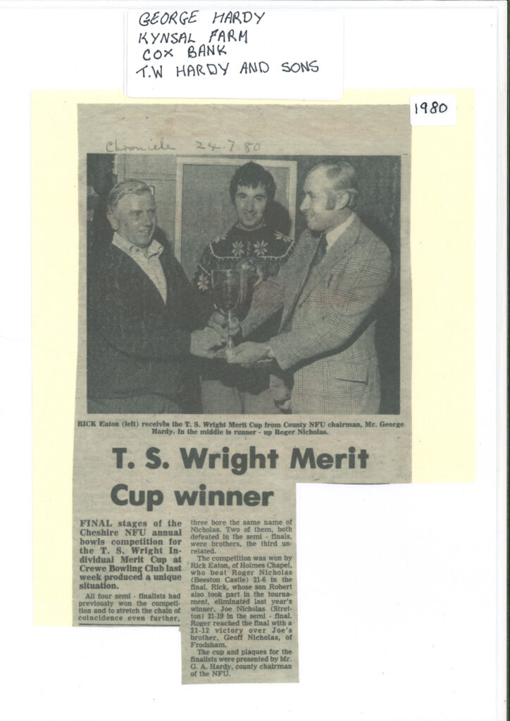 Cutting - T S Wright Merit Cup winner