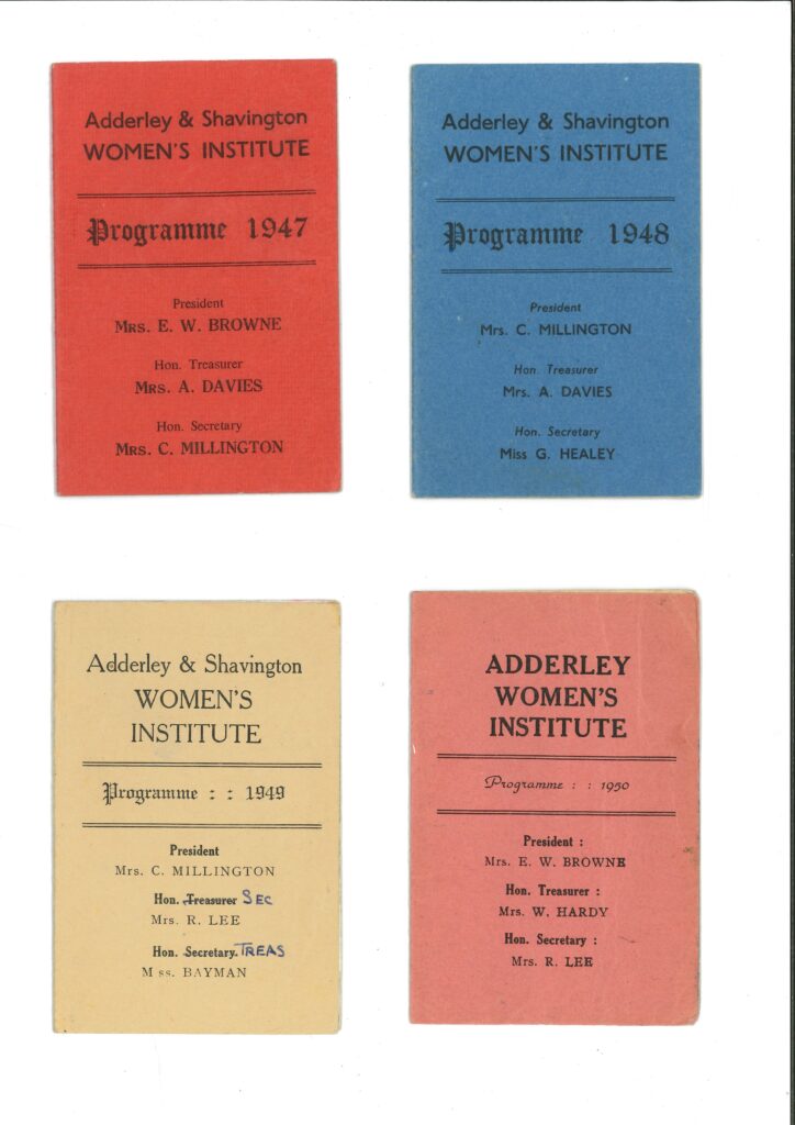 Addeley and Shavington WI Programmes