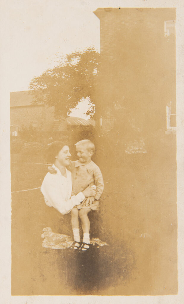 Mother and son in the garden