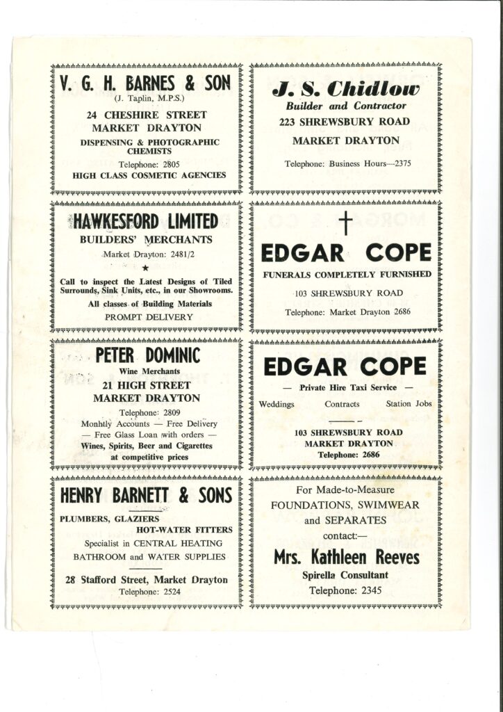 Advertisements from St Peter's Parish Magazine