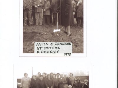 Miss E Jameson planting tree/Group photo