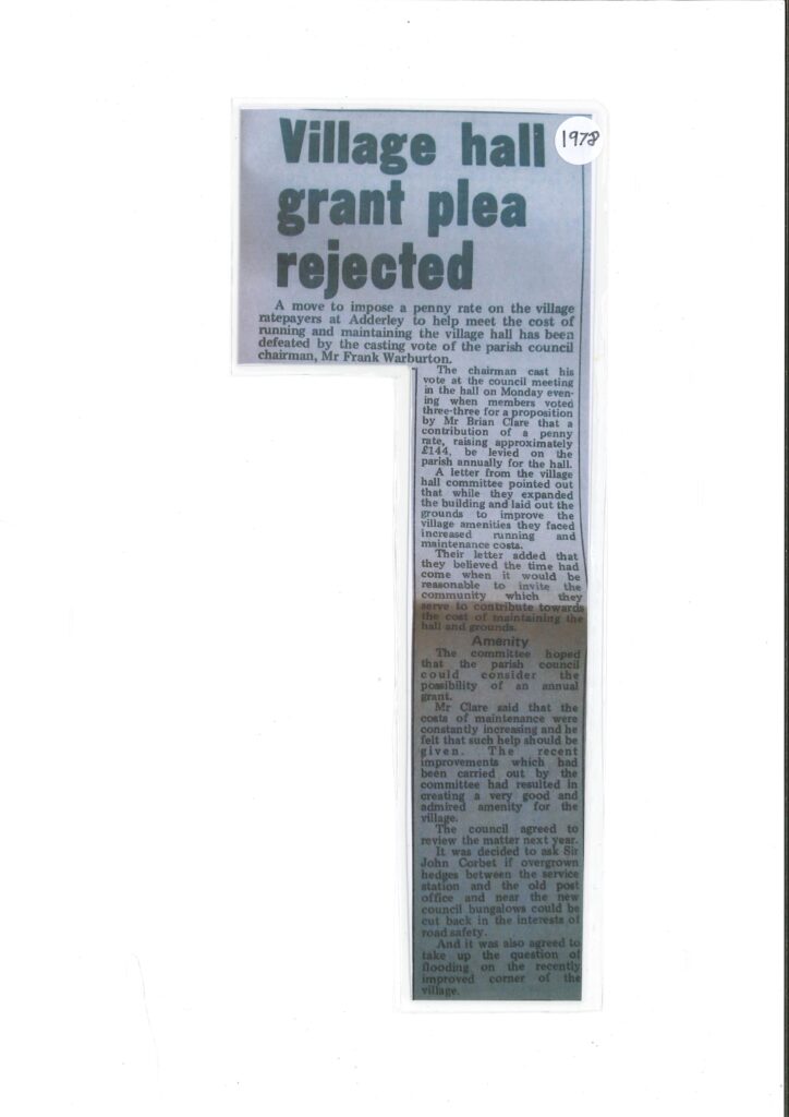 Cutting - Village hall grant plea rejected