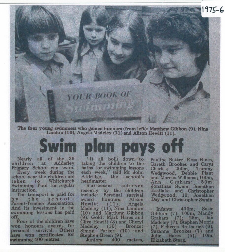 Swim plan pays off -newspaper clipping