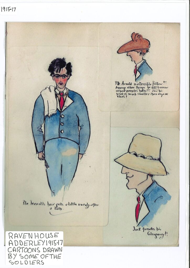 Cartoons of soldiers at Raven House