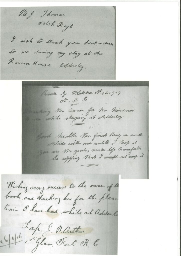 Notes from soldiers at Raven House