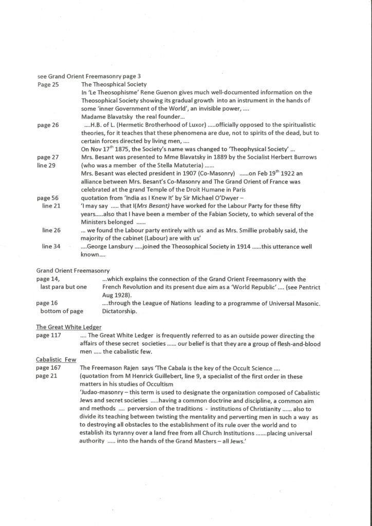 Transcript of notes made by Lt Colonel E W Browne